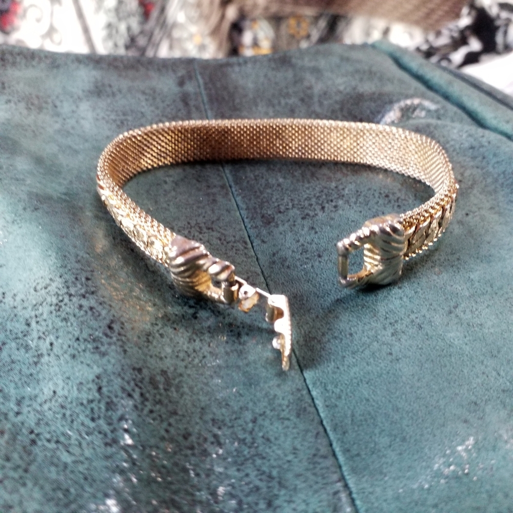Signed GOLDETTE Flexible Mesh and Chain Bracelet 